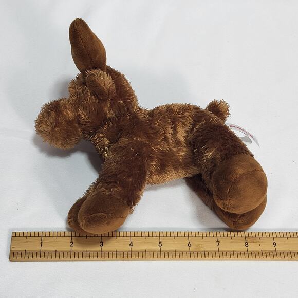 Aurora Moose Reindeer Stuffed Plush Toy Animal Brown Tan 8'' - Picture 9 of 12